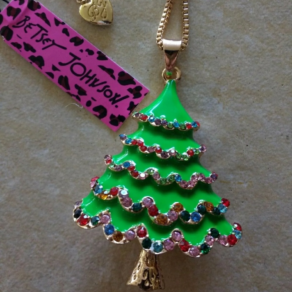 Betsey Johnson Christmas Tree Necklace NWT